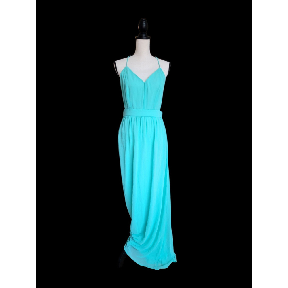 Lulus Formal Gown Open Back Strappy Sea Foam Sz M - Picture 2 of 11